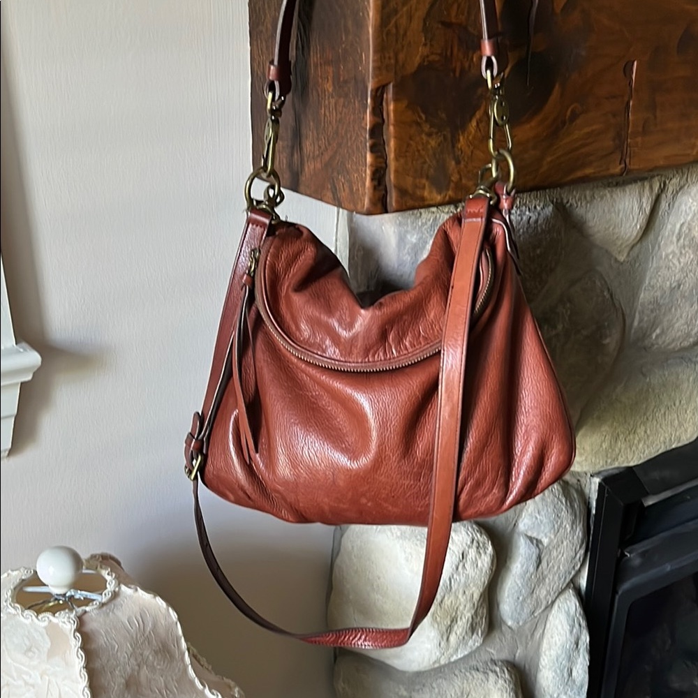 Margot Rust Brown Leather Shoulder Bag - Women